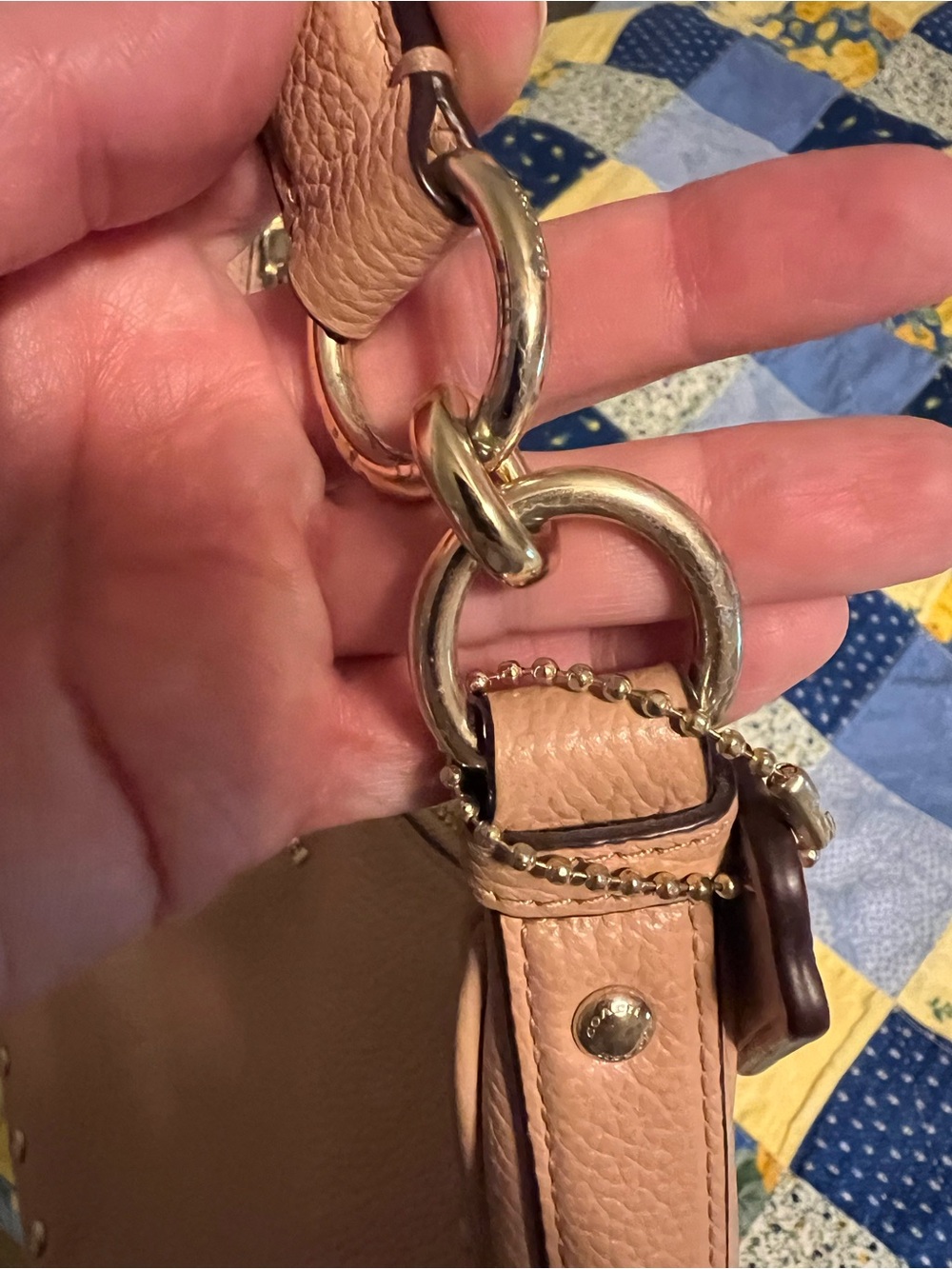 Coach Blush Pebbled Leather Hobo with Stud Detailing - Picture 7 of 12